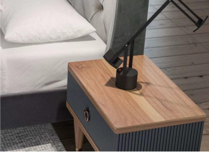Natural Walnut- Matt Anthracite Nachttisch Mit Schubladen Konsolentische